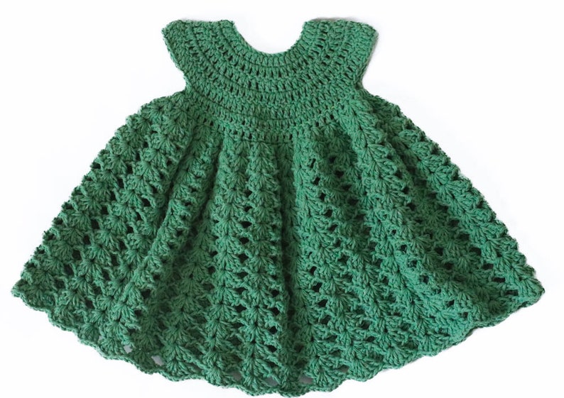 handmade crochet baby crochet dress ideal for festive occasions, baptism dress, wedding dress, birthday dress vert 3-6 mois coton