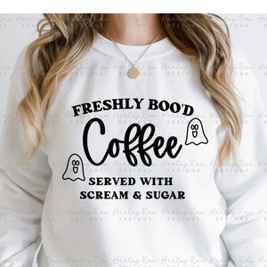 Freshly Boo&#39;d Coffee SVG PNG - Halloween svg png Designs - Fall svg png -Holiday Cut Files -Ghost symbols svg png - Spooky Halloween Designs