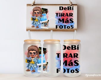 Debi Tirar Mas Fotos Frosted Glass Libby 16oz, Sublimation design, DTMF, Bad Bunny, Benito, Acho PR Es Otra Cosa