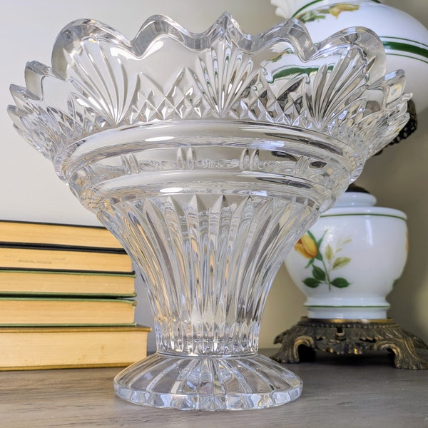 Vintage Shannon Cut Crystal Princess Footed Centerpiece Bowl, 1980's