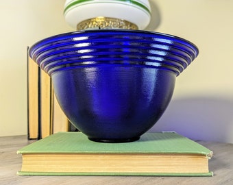 Vintage Mid-Century Bohemian Czechoslovakia Glass Cobalt Blue Large Bowl, 1960's