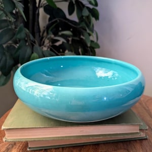 Vintage Metlox Poppytrail #22 Teal Turquoise 9&quot; Console Bowl, 1935-1944