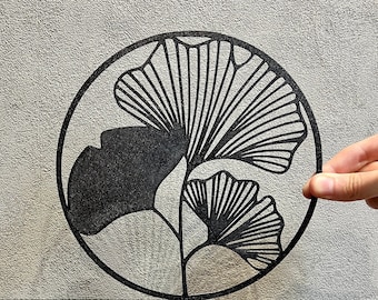 Ginkgo Blatt Nr. 1 - Line Art 3D Druck Deko zum Aufhängen - Minimalistische, moderne und ästhetische Kunst Silhouette