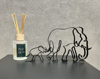 Elefanten - Line Art 3D Druck Deko zum Aufstellen - Minimalistische, moderne und ästhetische Kunst Silhouette