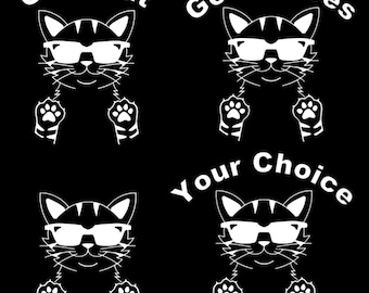 Cool Cat Car Decal | Customizable 6-Inch Sticker | Good Vibes Cat Decal for Car, Laptop, or Window