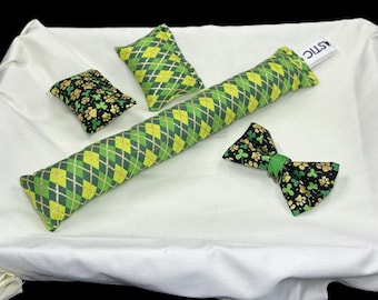 Jeu de jouets pour chats et nœud pour la Saint-Patrick | Tube de protection contre l'herbe à chat, jouets pour herbe à chat, nœud de collier à enfiler | Cadeau chat porte-bonheur
