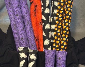 Kicker pour chat d'Halloween | Bâtons de coup-de-pied d'herbe à chat de 12 po et 6 po. | fantôme phosphorescent, toile d'araignée, bonbon au maïs, citrouille | Lot de jouets pour chat