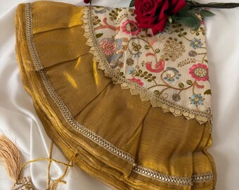 Punjabi bröllopsramaal guldbroderad shagunduk, indiskt bröllopstillbehör, traditionellt bröllopspresentfodral