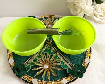 Handmade Mendhi Haldi Tray with Bowls | Indian Wedding Decor