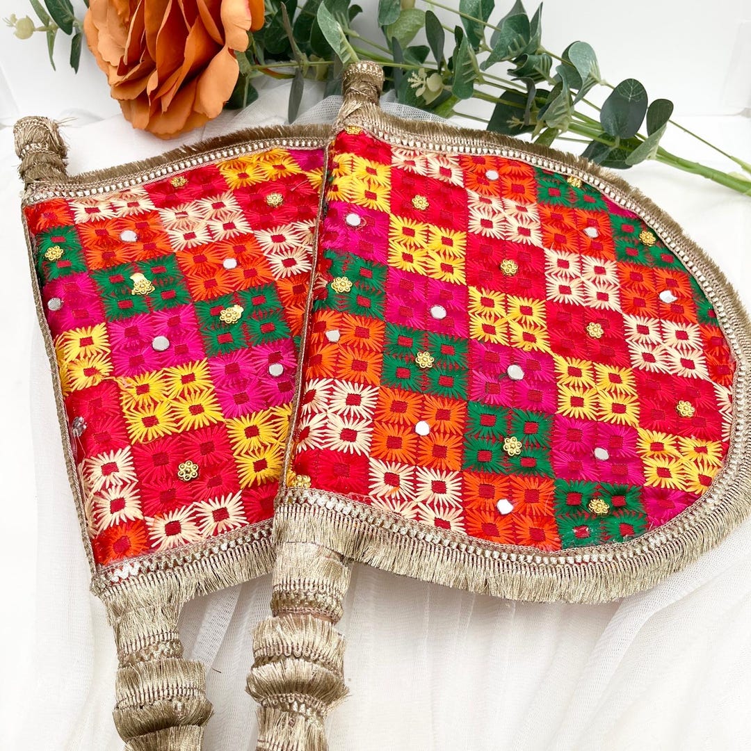 Hand Pakha Handcrafted Cloth Hand Fan With Handle for Summer Relief and Decoration ...