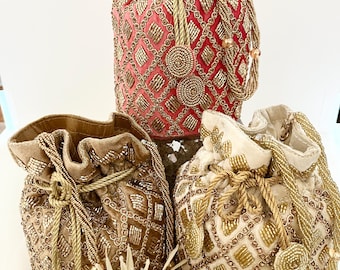 Indian Potli Bags, Embellished Handcrafted Potli Bag, Evening Bags, Designer Purse, Potli Velvet Bags, Indian Wedding Bags