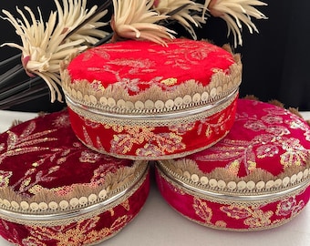 Indian Ladoo Box, Traditional Fabric Jewelry Storage, Wedding Favor