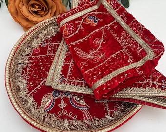 Indian Ramaal Tray Shagun Thali Wedding Accessories Decorative Temple Tray/ Haldi Tray/ Mehndi Tray
