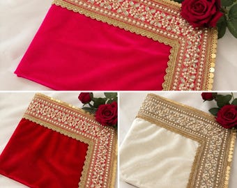 Indian Wedding Ramaal Tray: Velvet Shagun Thali, Decorative Temple Cover