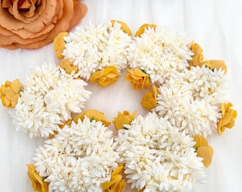 Jasmine Scented Floral Hair Tie/Gajra/Mogra Yellow Flowers