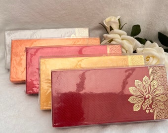 Pack of 10 Peacock Golden Foil design Card Envelopes Blessing Money Shagun Eidi Salami Sagan Money Gifts Gift Card Sleeve