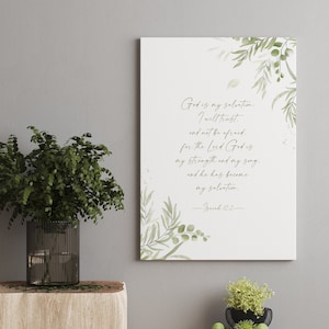 Jesaja 12:2, DIGITALE PRINT, Floral Artwork, Bijbelvers, Schrift, Christelijke kunst, Cadeau, Instant Download