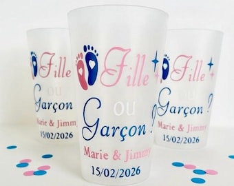 Personalisierter Becher für die Babyparty | Geschlechtsenthüllung | Babyparty | Mädchen oder Junge? | Bekanntgabe des Babygeschlechts | Blau und Rosa
