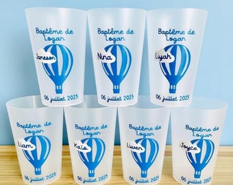 Personalized hot air balloon and cloud cup | birthday or christening | personalized cup | eco-cup with guests' names | blimp