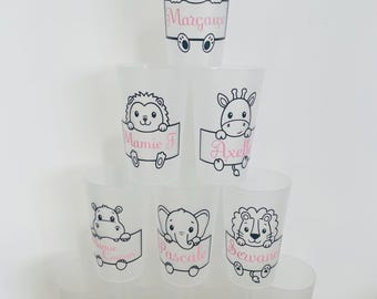 Personalized wild animal / jungle animal cup | birthday or baptism | dinosaur cup | back to school | kindergarten