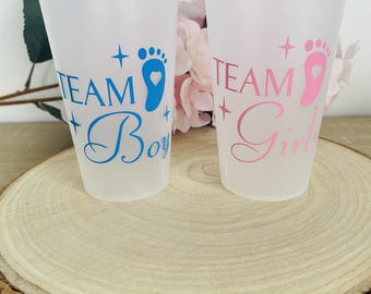 Personalisierter Becher für die Babyparty | Geschlechtsenthüllung | Babyparty | Schwangerschaftsverkündung | Team Junge, Team Mädchen