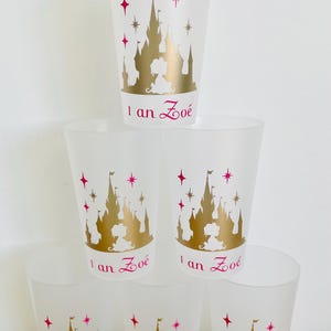 Bicchiere personalizzato con castello della principessa e stelle | compleanno o battesimo