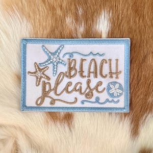 Yeti Camino style Beach Please Velcro Patch Embroidered / Trucker hat patch / beach lover / patches / yeti patch / ocean patch