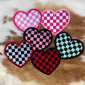 Checked heart Hat Patch Embroidered / Iron on / Trucker hat patch / Southern gal / trendy patch / western / Cowgirls / hello darling