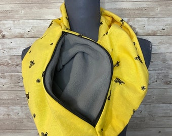 Bonding Scarf for Sugar Gliders, Hedgehog, Rat, or other Small Pet in Lightweight Linen with Embroidered Bees