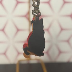 Tasbedel schattige kat silhouet – handgemaakte sleutelhanger van imitatieleer