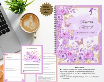 Narcissistic Abuse Reflection Journal | Digital Healing Workbook + Stickers | Trauma Recovery Journal for Survivors