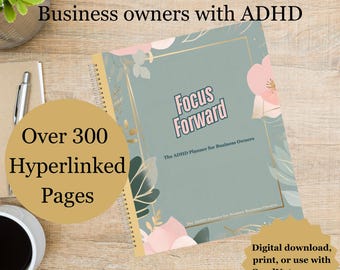 ADHD Business Planner for Entrepreneurs | Hyperlinked Digital Planner for GoodNotes IPAD Digital app| Focus tool kits, Self-Care & Biz Tools
