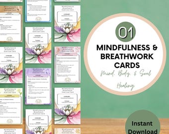 Mindfulness Breathwork Cards: Wellness Therapy Deck (Printable)