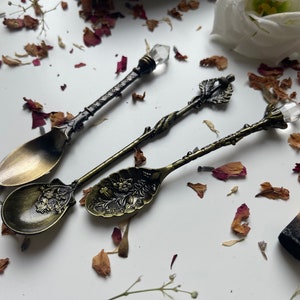 Crystal witch herb spoon for rituals - witch spoon herbal spoon herbalspoon