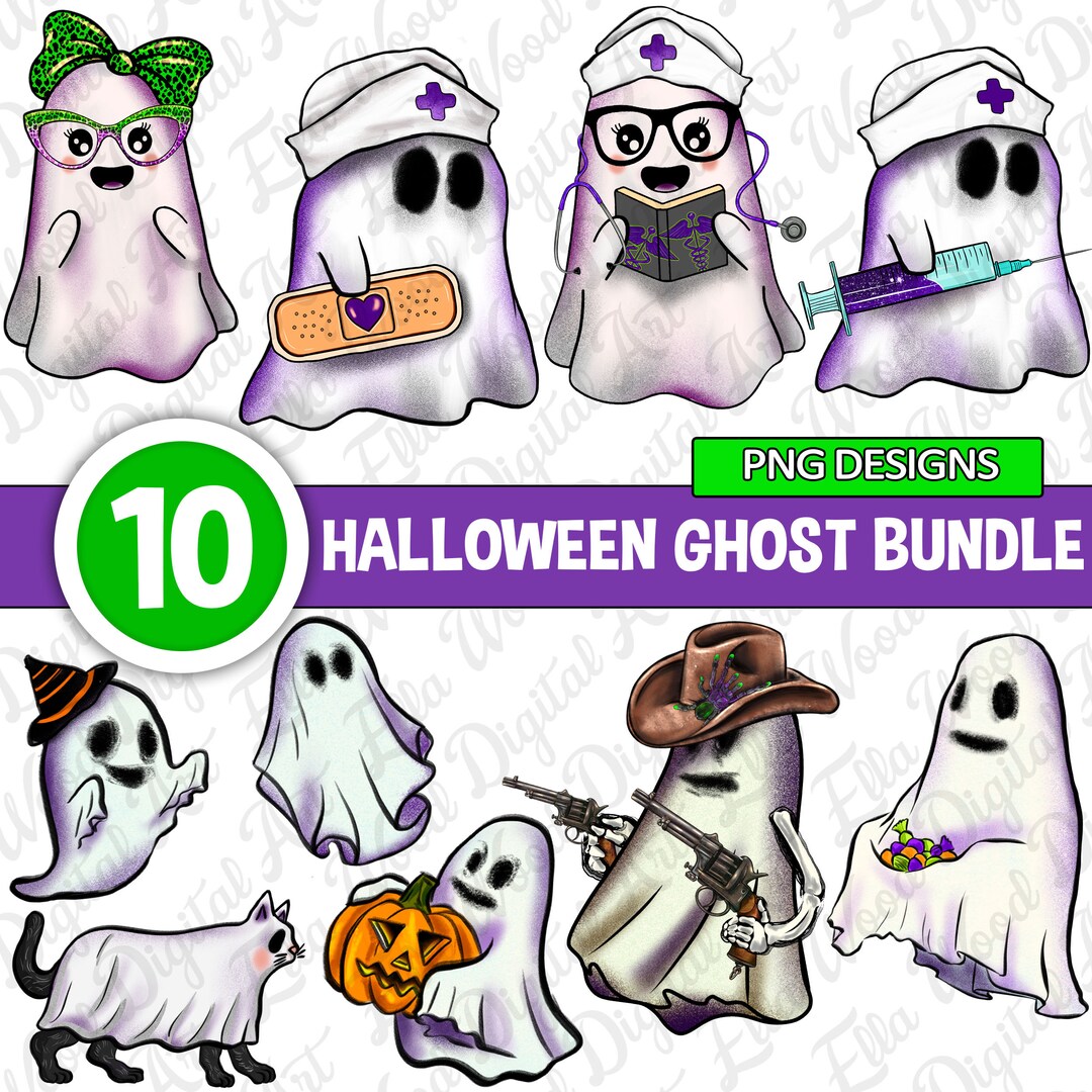Halloween Ghost Bundle Png Sublimation Design Download, Happy Halloween ...
