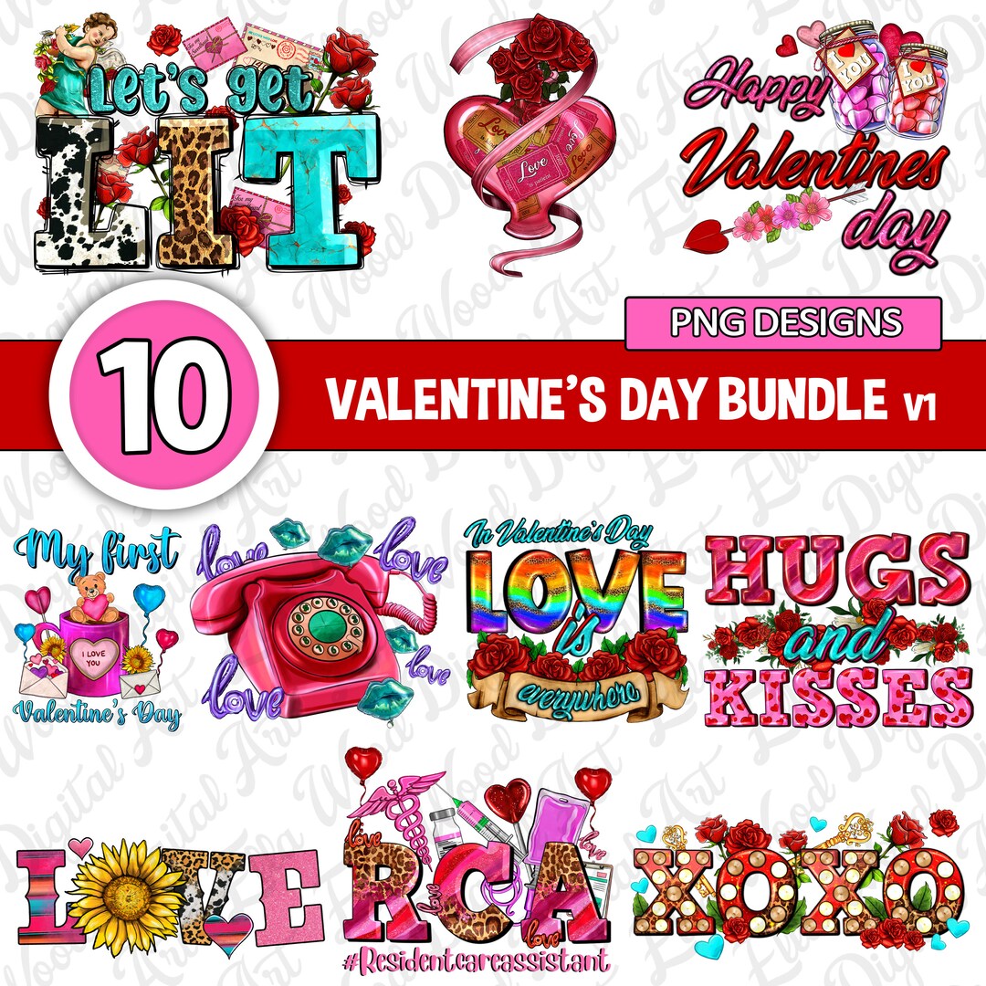 Valentine's Day Bundle V1 Png Sublimation Design Download,happy ...