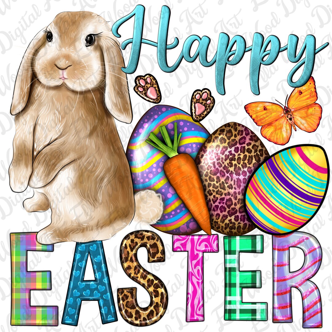 Happy Easter Bunny Png Sublimation Design Download, Happy Easter Day ...