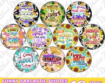 Funny sarcastic quotes car coaster bundle png sublimation design download, western car coaster png, sublimate designs download