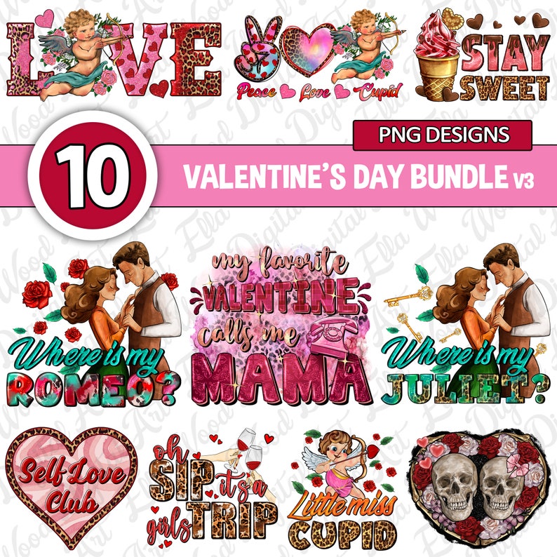 Valentine's Day Bundle V3 Png Sublimation Design Download,happy ...
