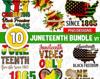 Juneteenth bundle V1 png sublimation design download, Juneteenth png, 1865 vibes png, Black History png, sublimate designs download