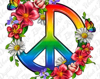 Peace Pride LGBTQ + und Blumen png Sublimation Design herunterladen, Stolz png, LGBTQ + png, Liebe ist Liebe png, menschenrechte png, designs download