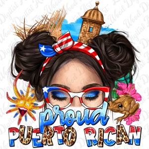 Download de design de sublimação png de pão bagunçado porto-riquenho orgulhoso, design de pão bagunçado, Porto Rico png, bandeira de Porto Rico png, download sublimado