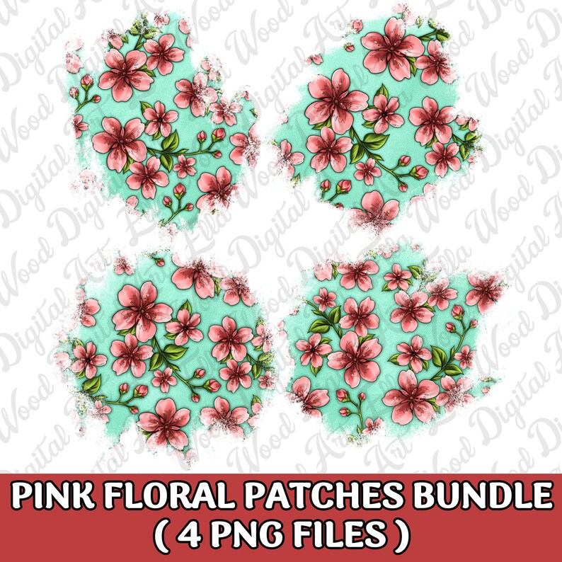 Pink Patch Vector Pink Floral Patches Bundle Png Sublimation Design Download, Hand Drawn ...