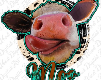 Heifer PNG, Moo Sublimation Design (Digital Download)
