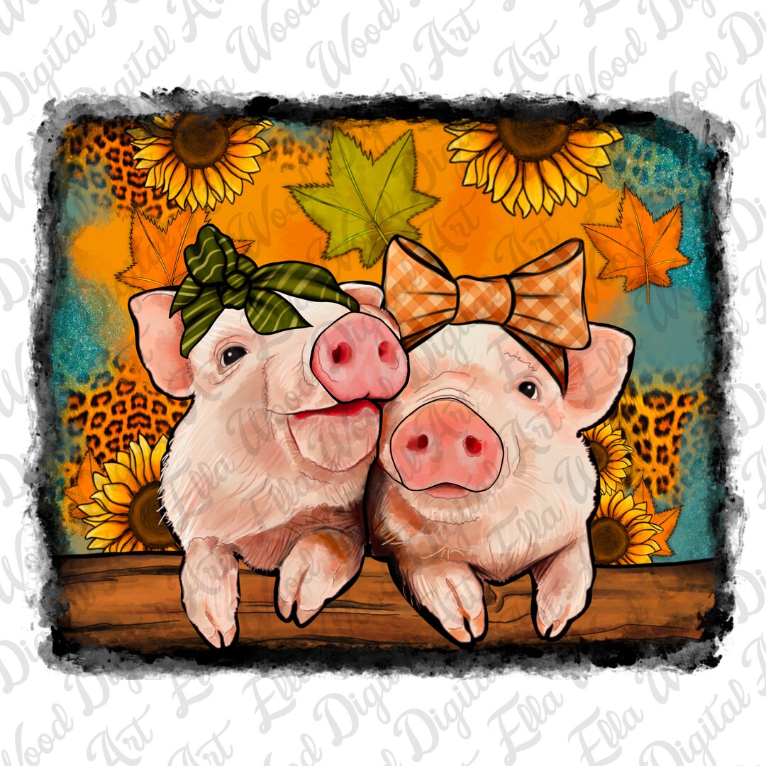 Fall Pigs Png Sublimation Design Download, Hello Fall Png, Autumn Png ...