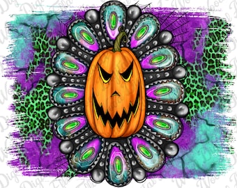 Halloween turquesa leopardo gemstone png download de design de sublimação, feliz Halloween png, abóbora assustadora png, download de designs sublimados