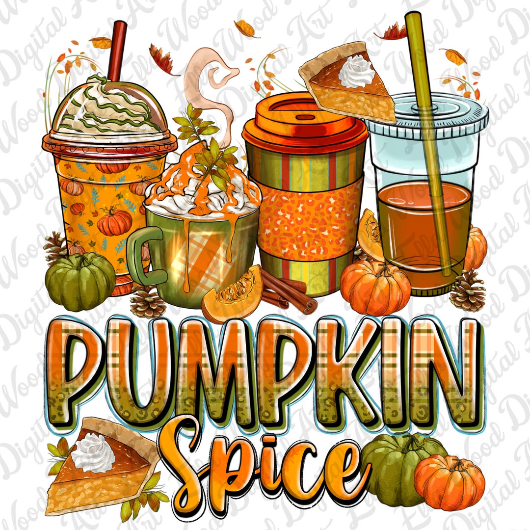 Pumpkin Spice Coffee Cups Png Sublimation Design Download, Fall Png ...