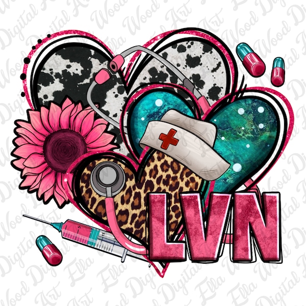 Licensed vocational Nurse LVN hearts png sublimation design download, hearts png, Nursing png, LVN Nurse png, sublimate designs download