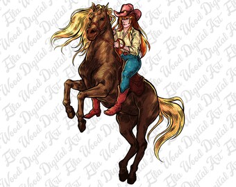 Cowgirl with horse png sublimation design download, western horse png, retro vintage png, western cowgirl png, sublimate designs download