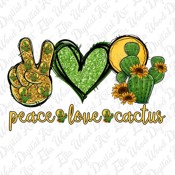 Peace Love Cactus Png Sublimation Design Download, Western Cactus Png,  Peace Love Smfpwer Png, Glitter Cactus, Sublimate Designs Download - Etsy